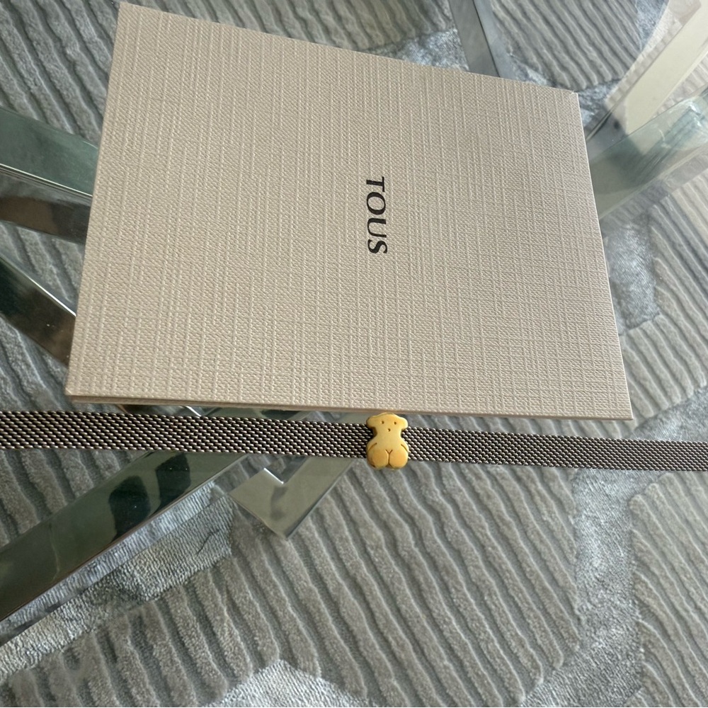 Tous Two-Tone Steel Mesh Bracelet with Gold Bear - Picture 2 of 3